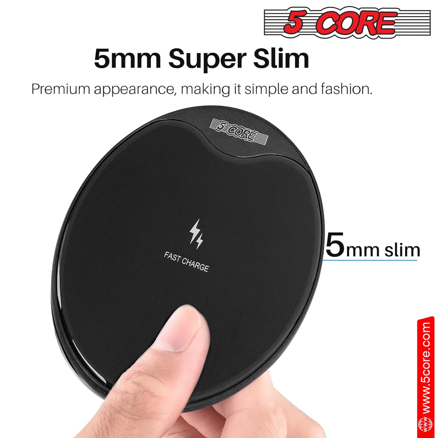 5Core Wireless Charging Pad 15W Qi-Certified Fast Phone Charging Mat