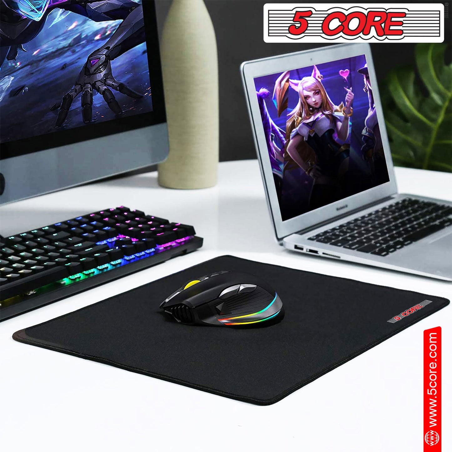 5 Core Gaming Mouse Pad 3x3 Desk Mouse Mat w Rubber Base Mousepad Pair